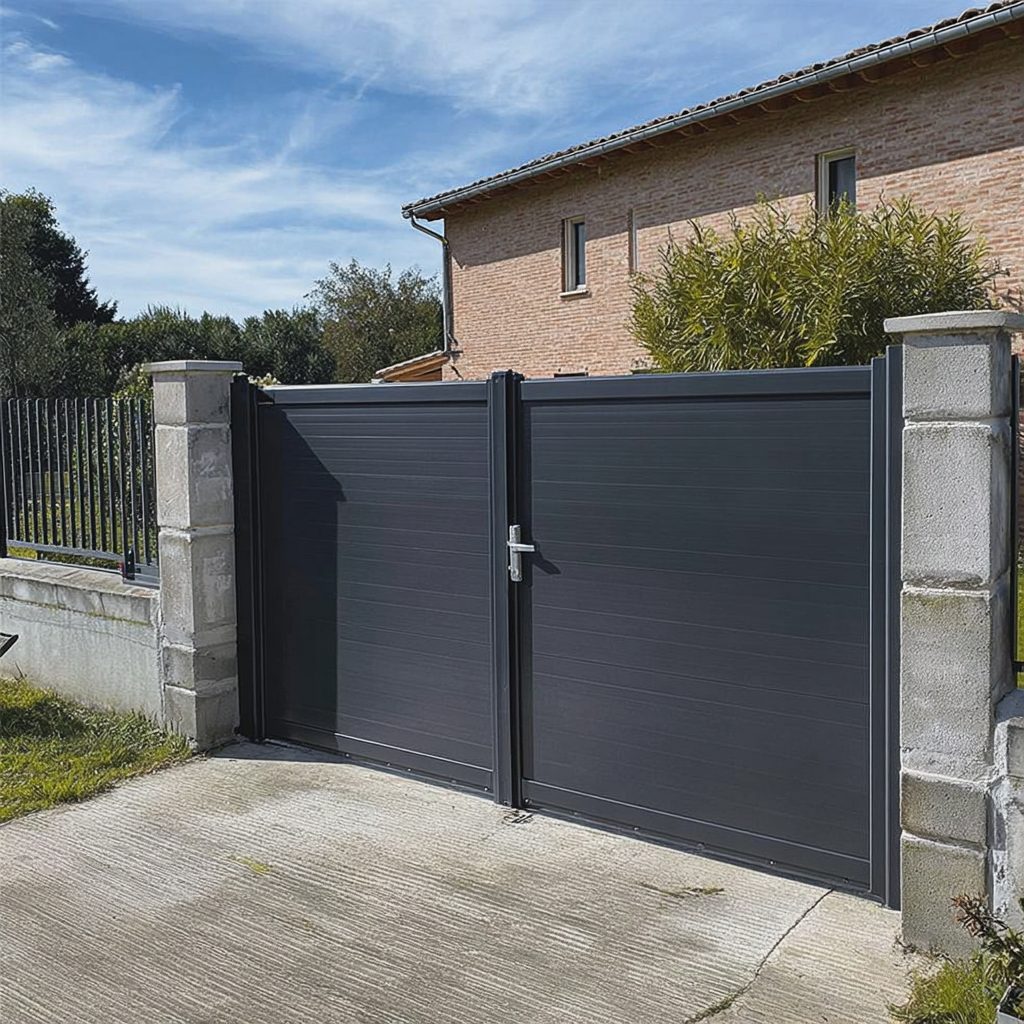 Portail aluminium avec différents niveaux d'occultation